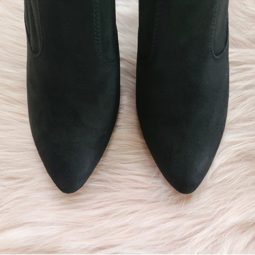 Black Ankle Boots Booties Suede Franco Sarto Block - Picture 4 of 10